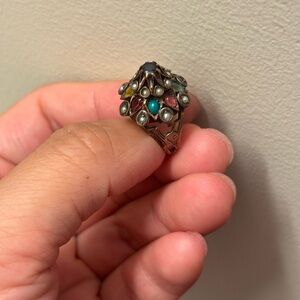 antique Multicolor Gemstone Ring size 4.5